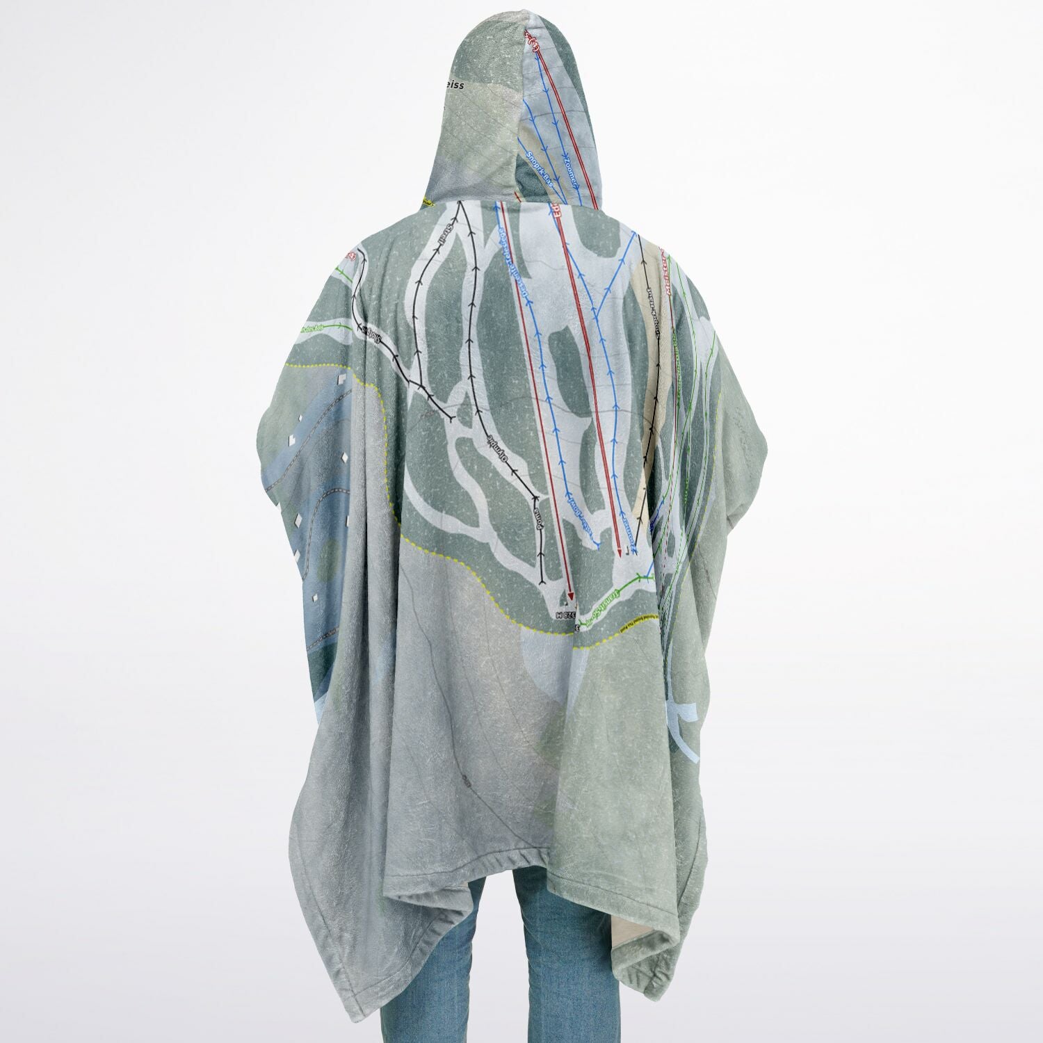 Sommet Edelweiss, Quebec Ski Resort Map Flannel Blanket Poncho