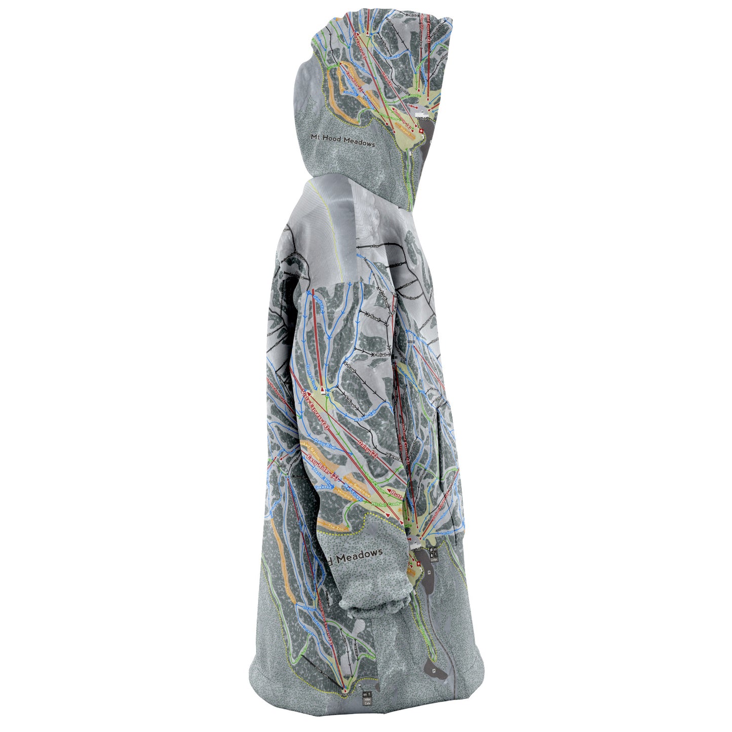 Mt. Hood Meadows, Oregon Ski Trail Map - Snug Hoodie - Powderaddicts