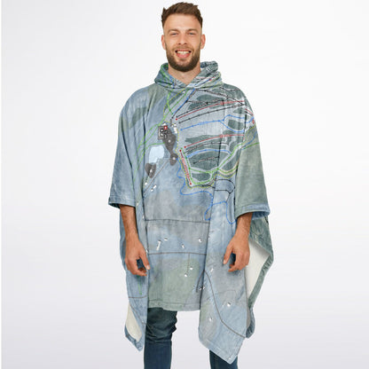 Titcomb Mountain, Maine Ski Resort Map Flannel Blanket Poncho