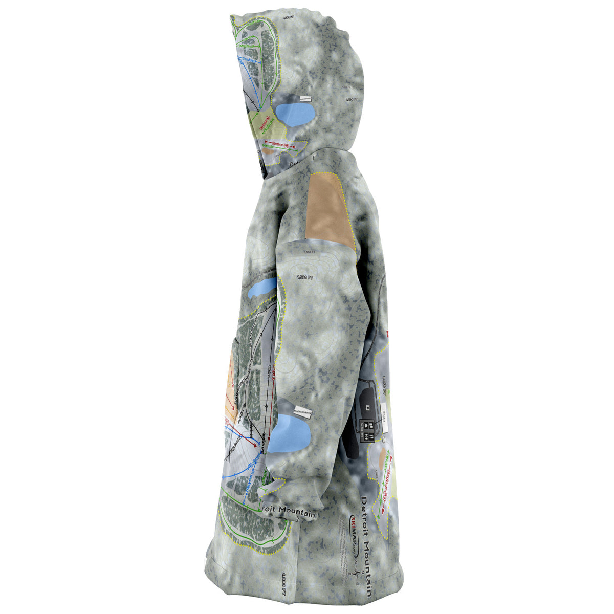 Detroit Mountain, Minnesota Ski Trail Map Snug Hoodie