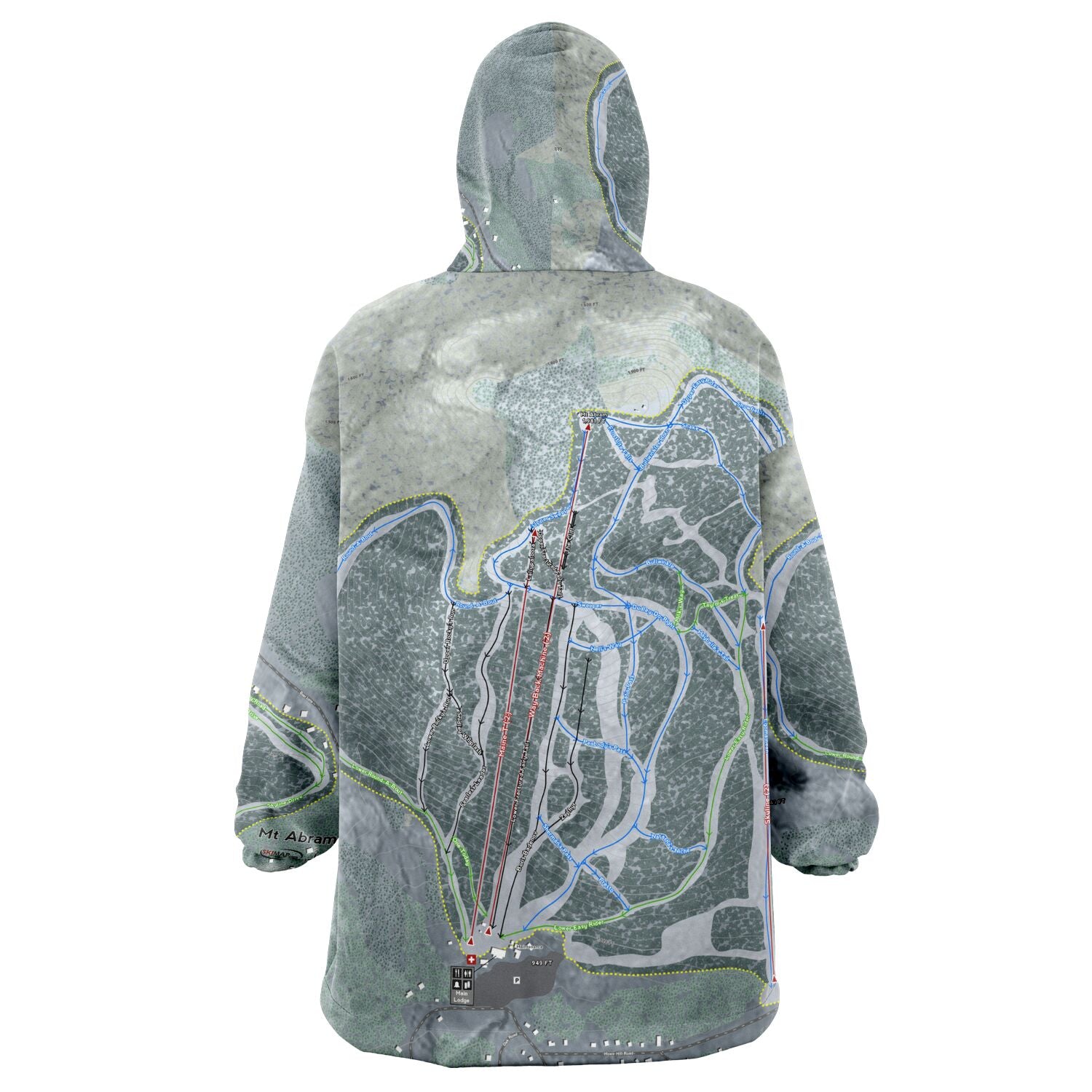 Mt Abram, Maine Ski Trail Map - Snug Hoodie