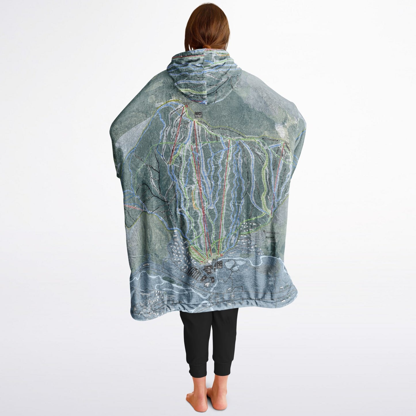 Bretton Woods, New Hampshire Ski Resort Map Reversible Snug Hoodie
