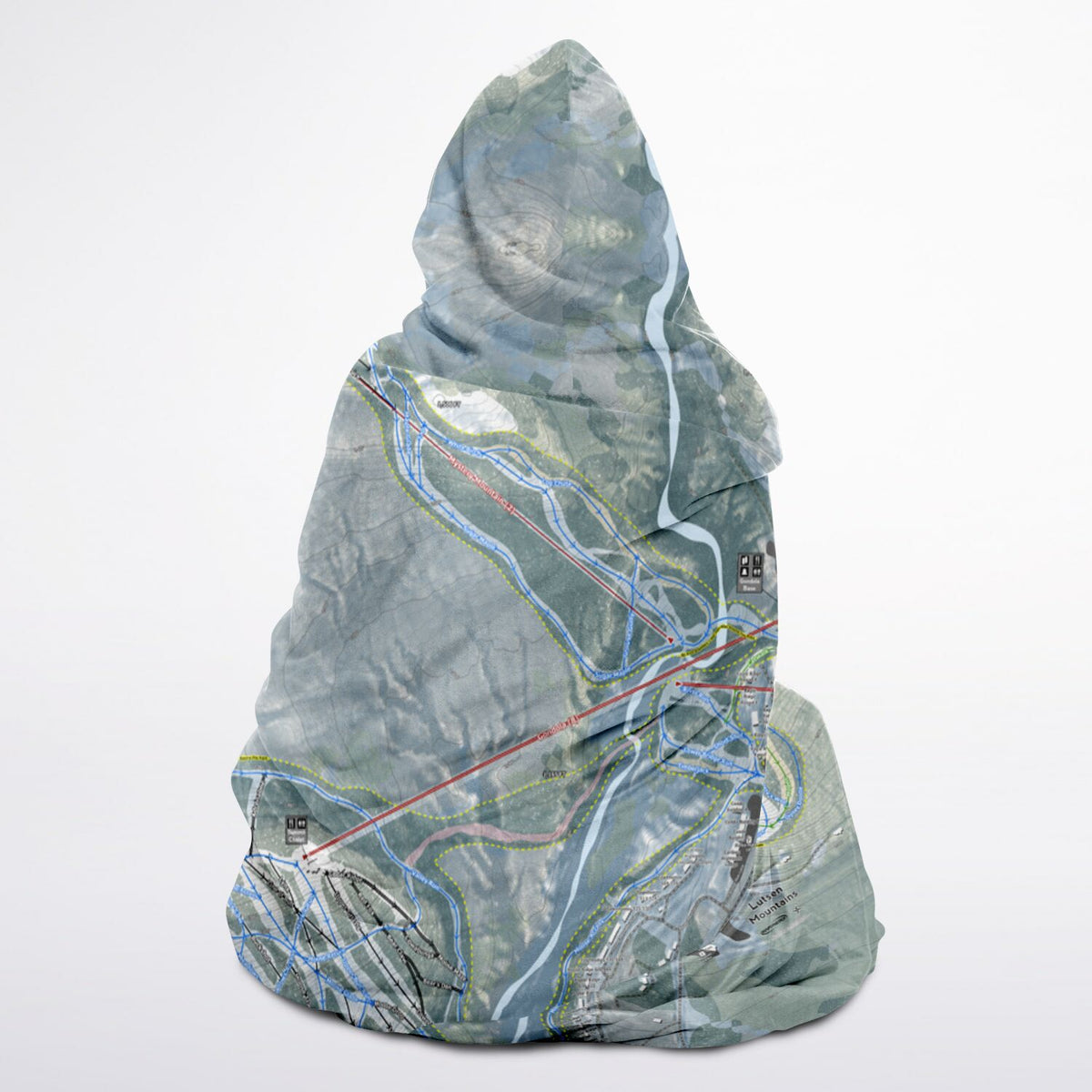 Lutsen Mountains, Minnesota Ski Trail Map - Adult Hooded Blanket