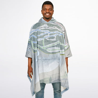 Song Mountain, New York Ski Resort Map Flannel Blanket Poncho