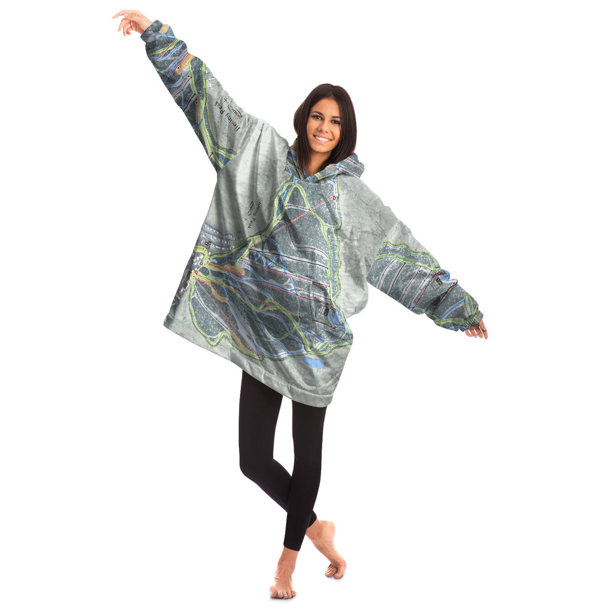 Jiminy Peak, Massachusetts Ski Trail Map Snug Hoodie