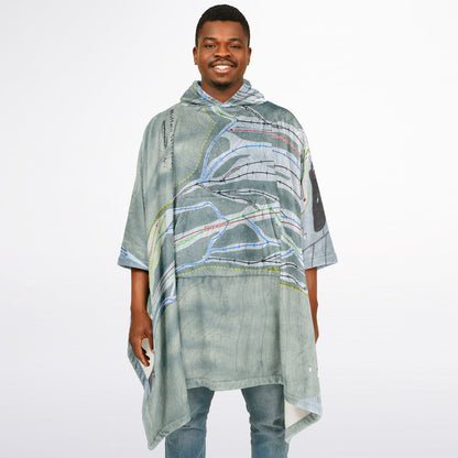 Buffalo Ski Center, New York Ski Resort Map Flannel Blanket Poncho