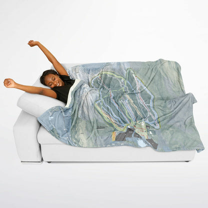 Ski Butternut, Massachusetts Ski Resort Map Flannel Blanket Poncho