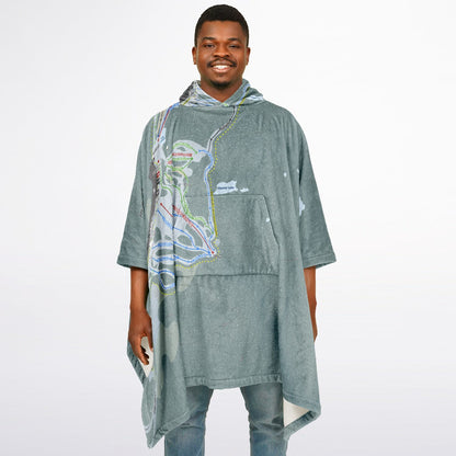 Mt Seymour, British Columbia Ski Resort Map Flannel Blanket Poncho