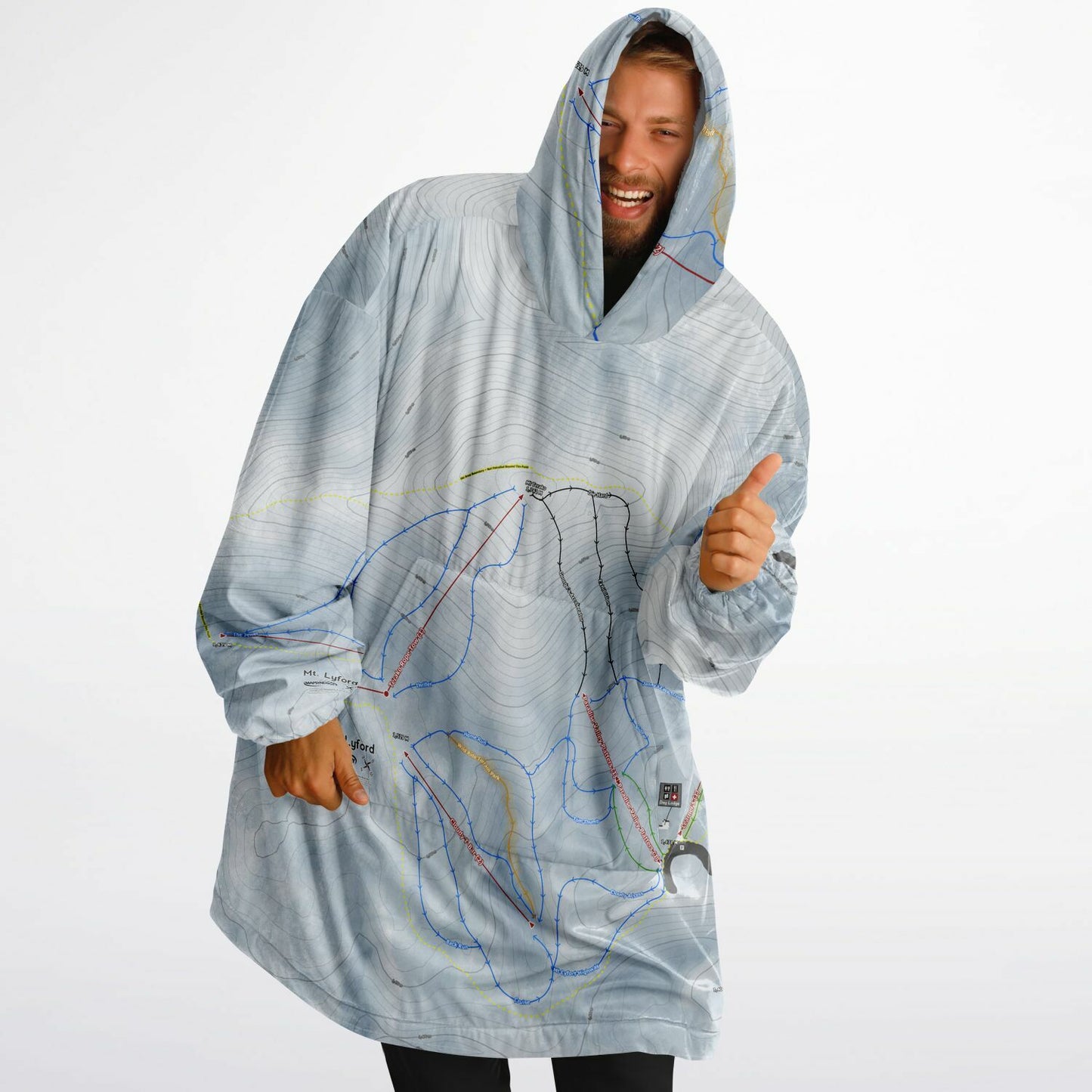 Mt Lyford, New Zealand Ski Trail Map - Snug Hoodie - Powderaddicts