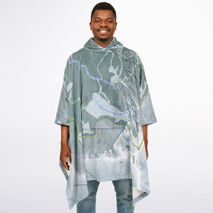 Cimarron Mountain Club, Colorado Ski Resort Map Flannel Blanket Poncho