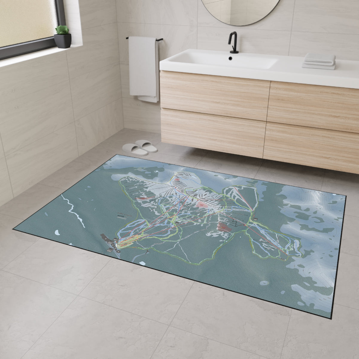 Lake Loiuse, Alberta Ski Resort Map Heavy Duty Floor Mat