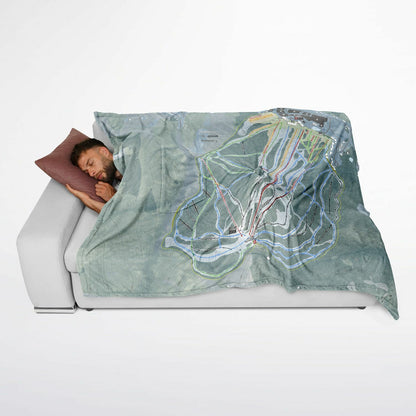 Cranmore Mountain, New Hampshire Ski Resort Map Flannel Blanket Poncho
