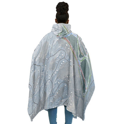 Ski Big Bear, Pennsylvania Ski Resort Map Flannel Blanket Poncho