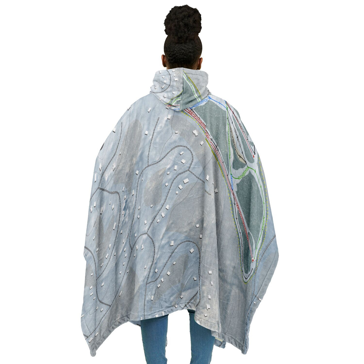 Ski Big Bear, Pennsylvania Ski Resort Map Flannel Blanket Poncho