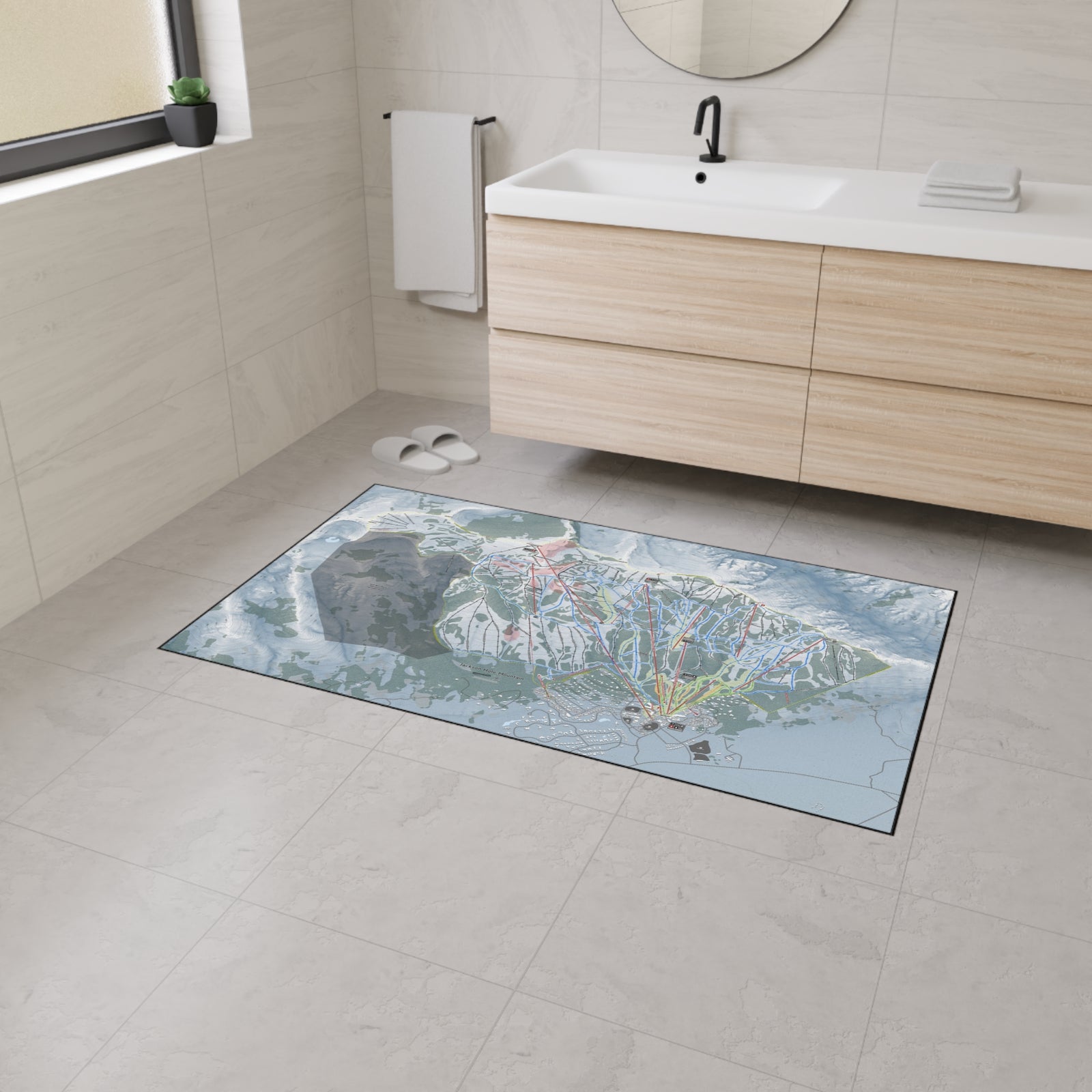 Jackson Hole Mountain, Wyoming Ski Resort Map Heavy Duty Floor Mat