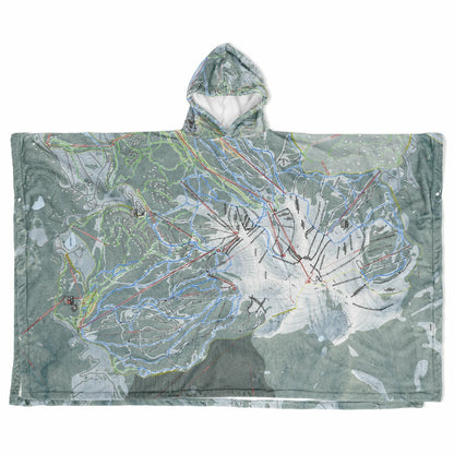 Big Sky, Montana Ski Resort Map Flannel Blanket Poncho