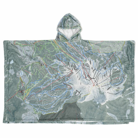 Big Sky, Montana Ski Resort Map Flannel Blanket Poncho