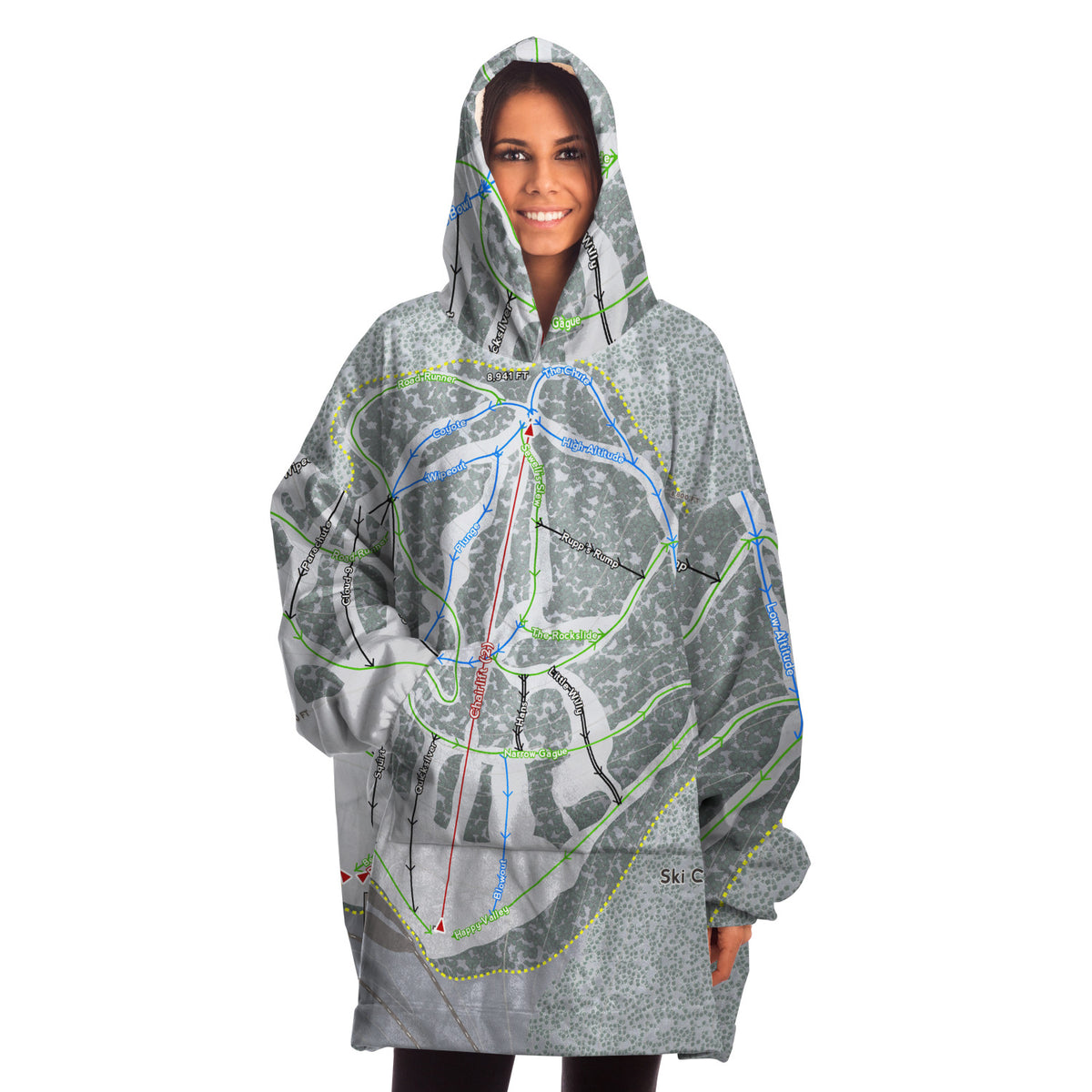 Ski Cloudcroft, New Mexico Ski Trail Map - Snug Hoodie