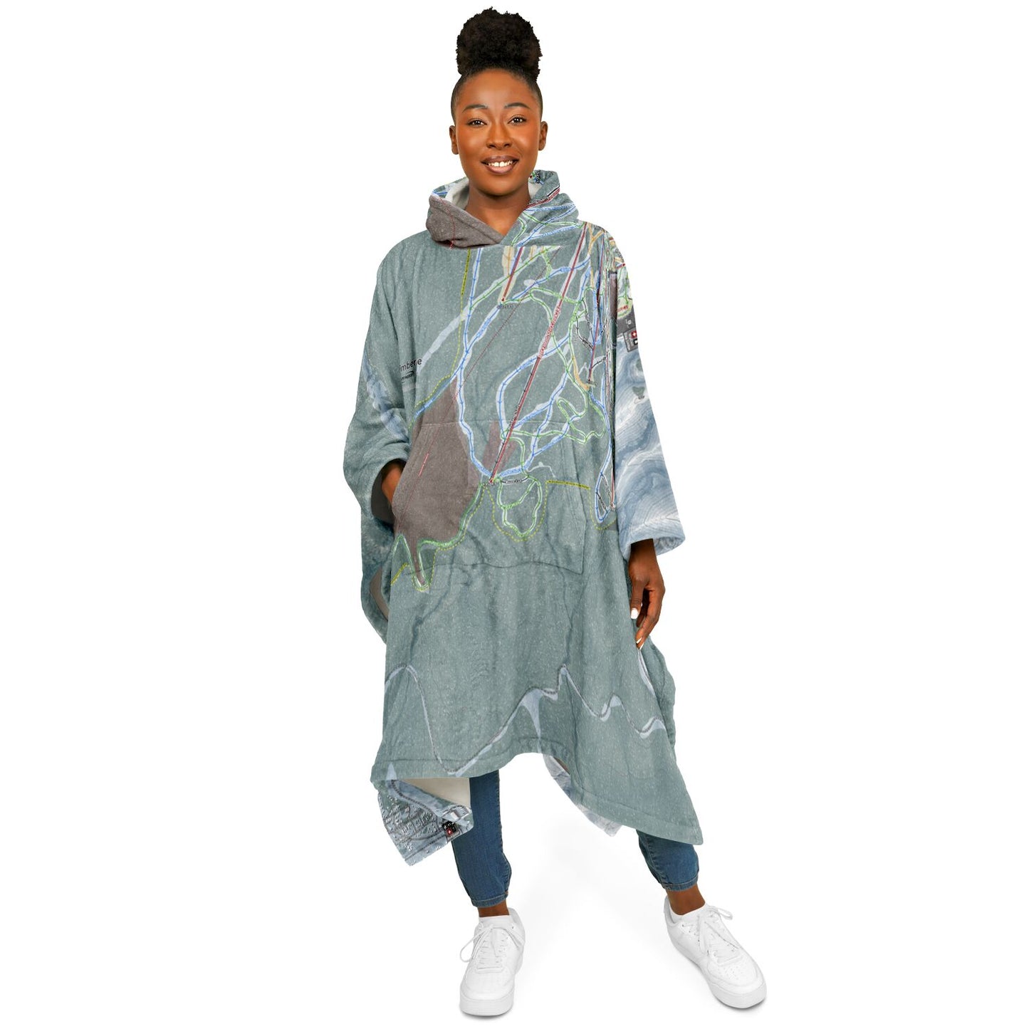 Timberline, Oregon Ski Resort Map Flannel Blanket Poncho