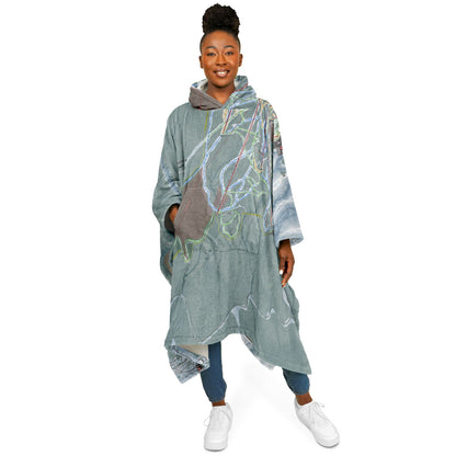 Timberline, Oregon Ski Resort Map Flannel Blanket Poncho