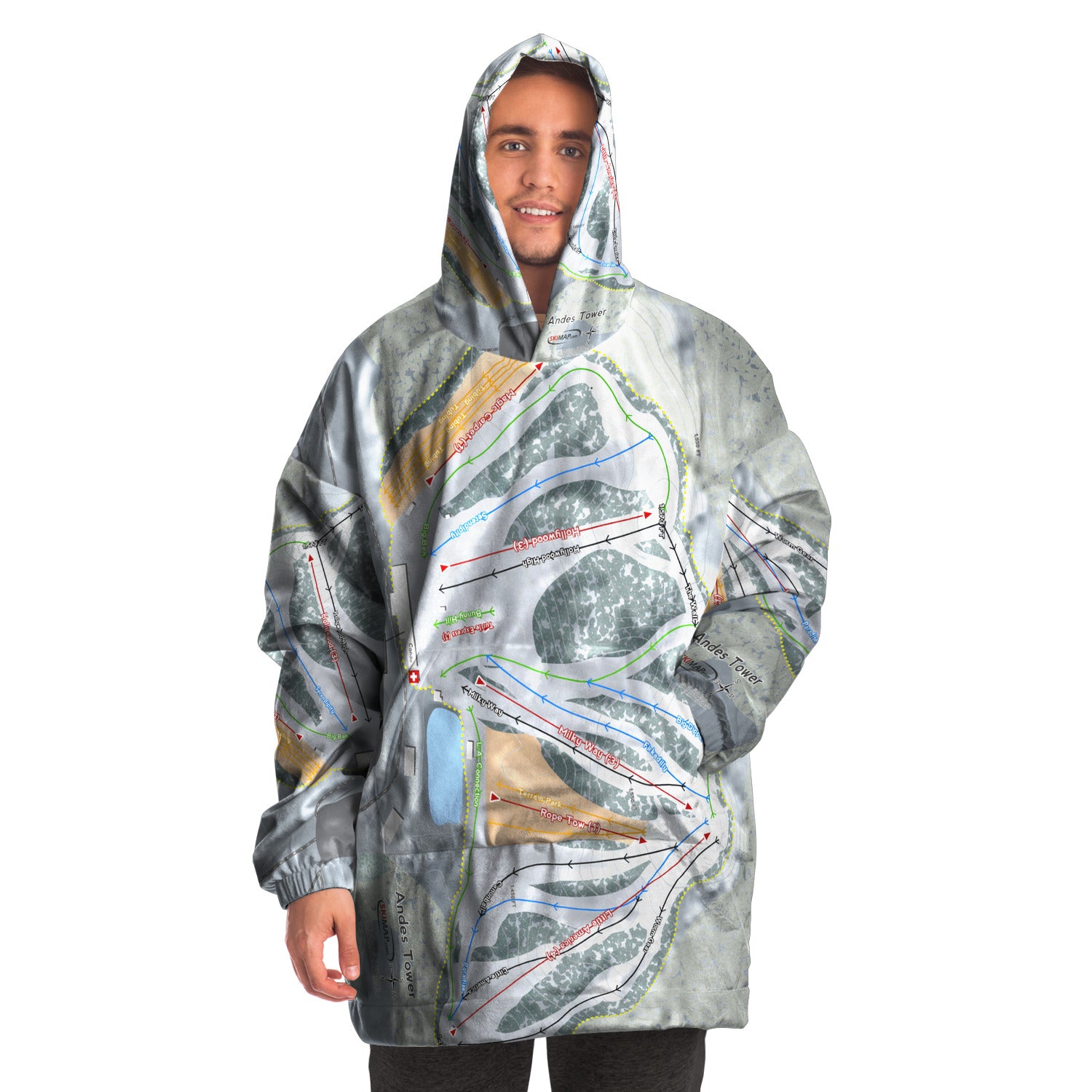 Andes Tower, Minnesota Ski Trail Map Snug Hoodie