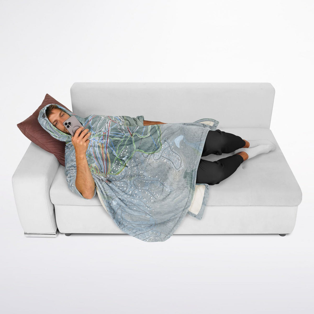 Stratton Mountain, Vermont Ski Resort Map Flannel Blanket Poncho