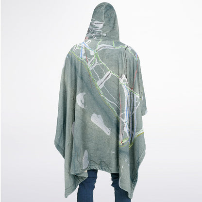 Montana Snowbowl, Montana Ski Resort Map Flannel Blanket Poncho