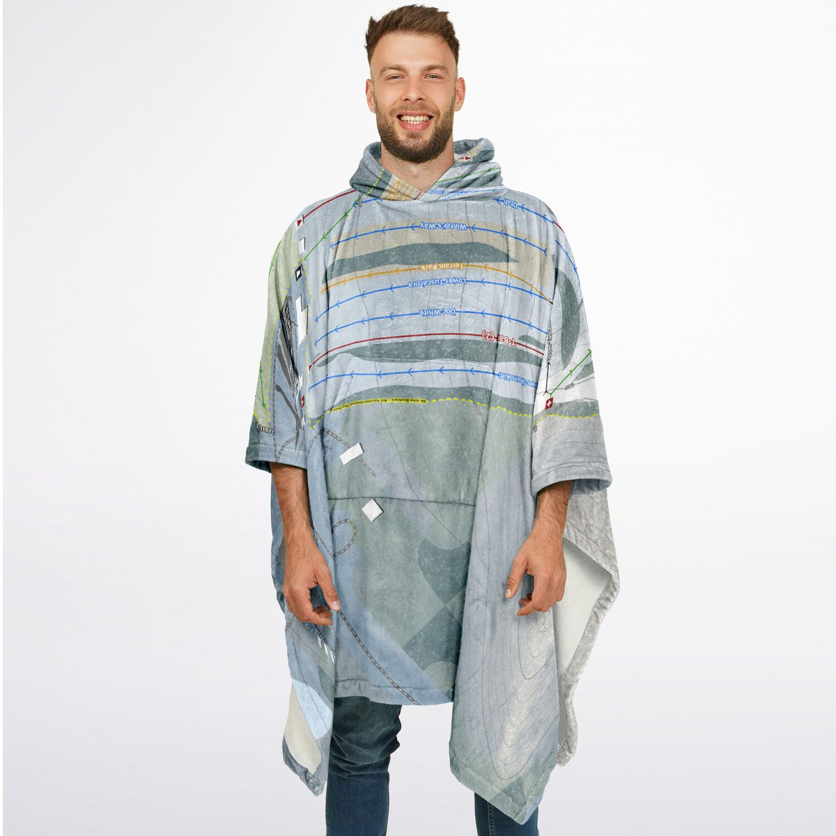 Tussey Mountain, Pennsylvania Ski Resort Map Flannel Blanket Poncho