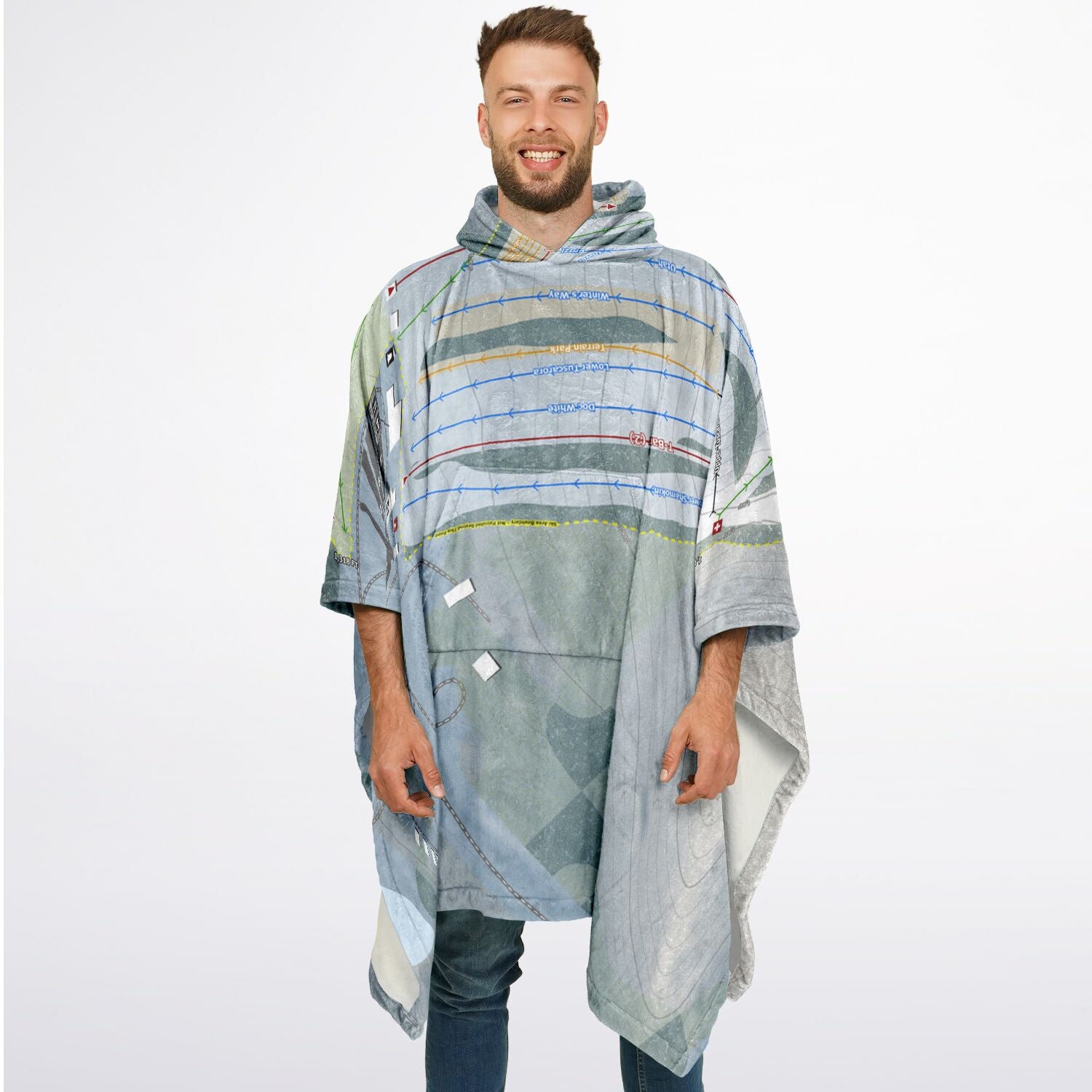 Tussey Mountain, Pennsylvania Ski Resort Map Flannel Blanket Poncho