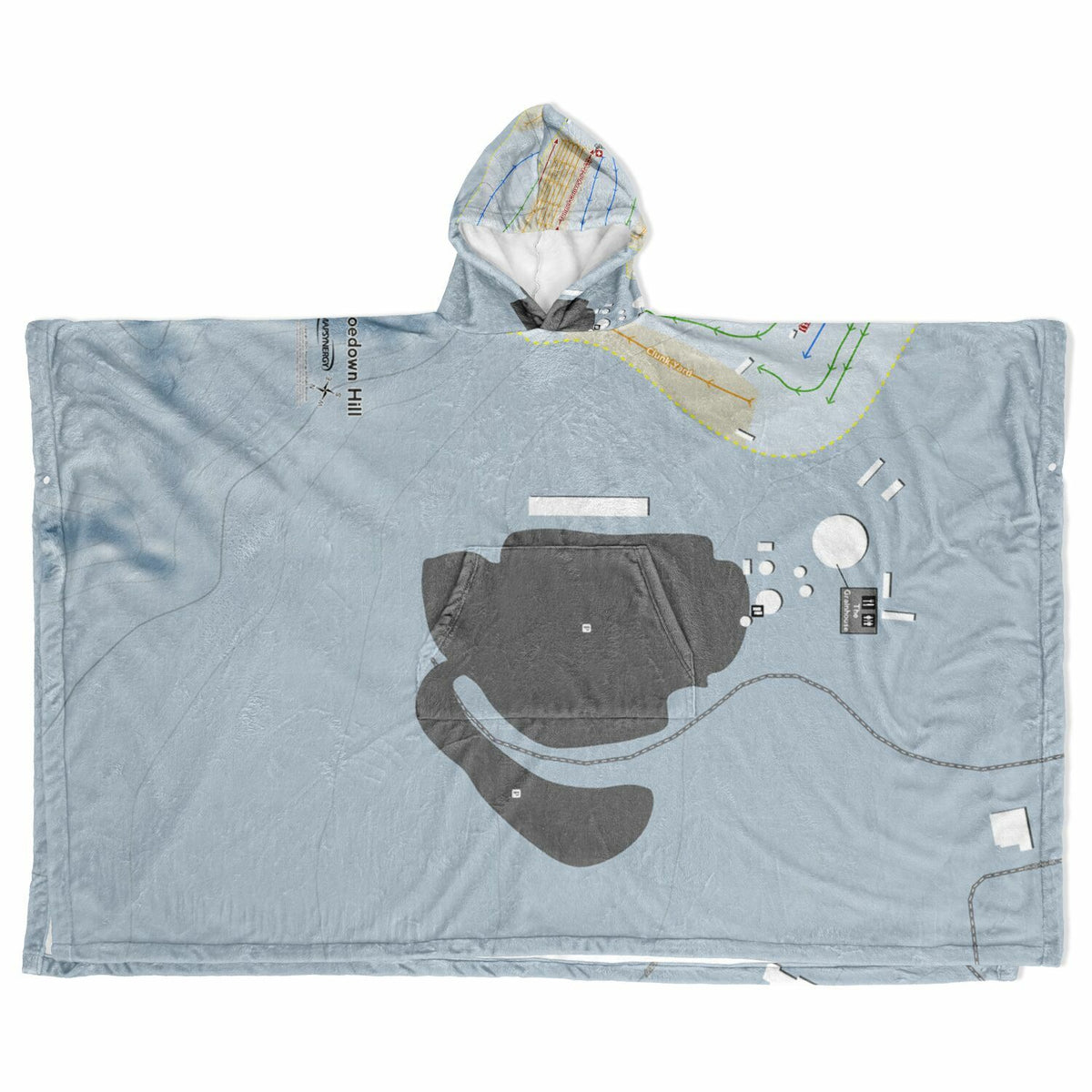 Hoedown Hill, Colorado Ski Resort Map Flannel Blanket Poncho