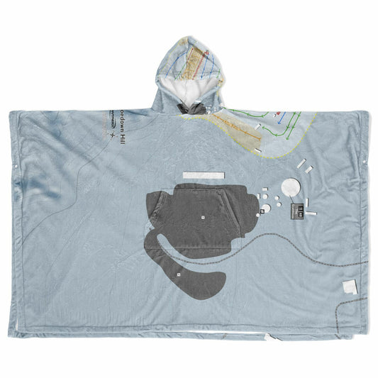 Hoedown Hill, Colorado Ski Resort Map Flannel Blanket Poncho