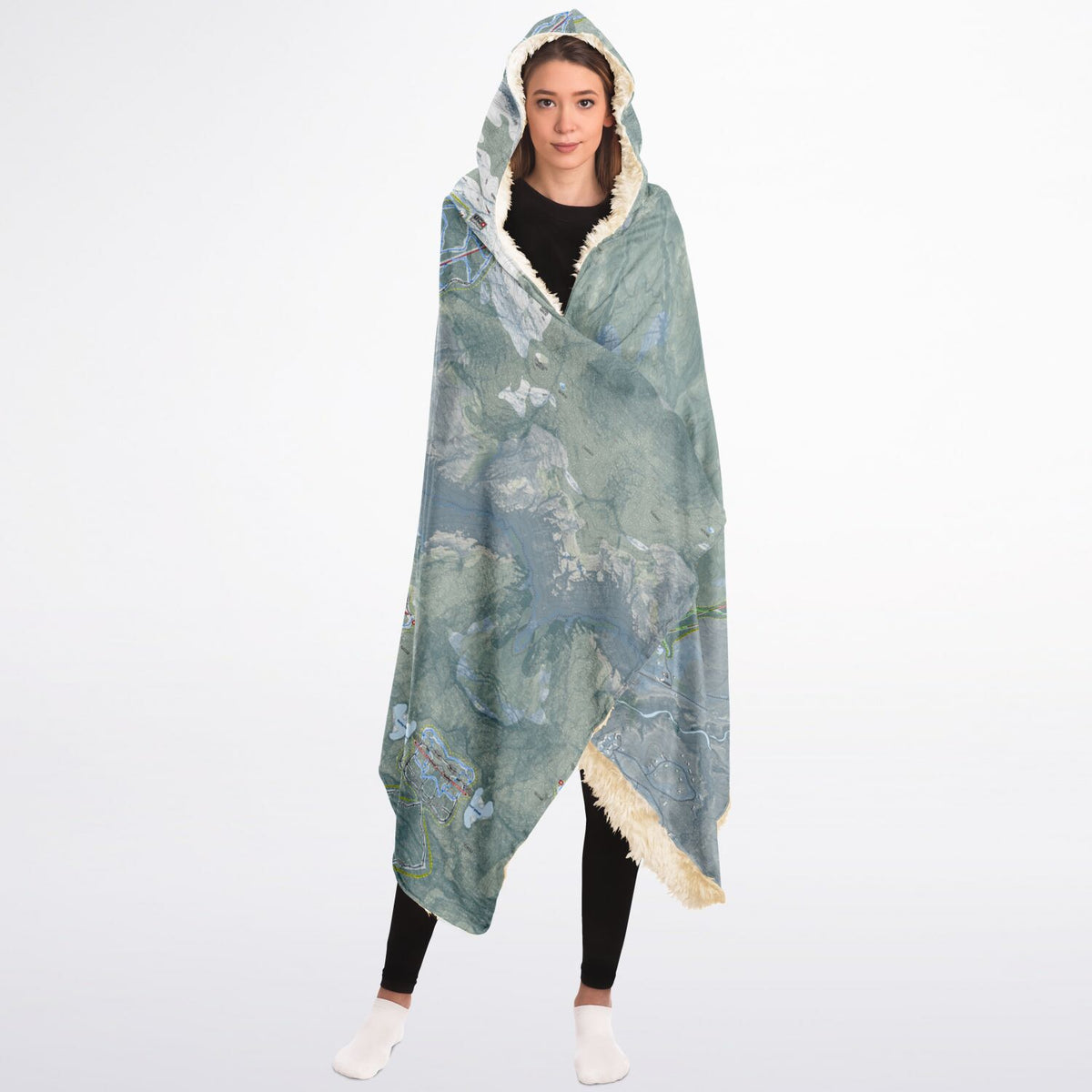 Stowe, Vermont Ski Trail Map - Adult Hooded Blanket