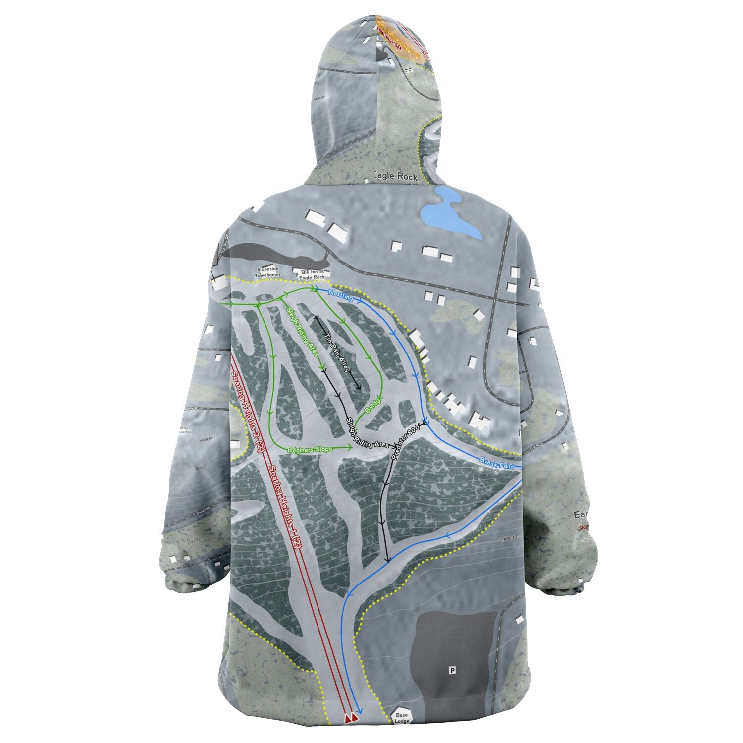 Eagle Rock, Pennsylvania Ski Trail Map Snug Hoodie
