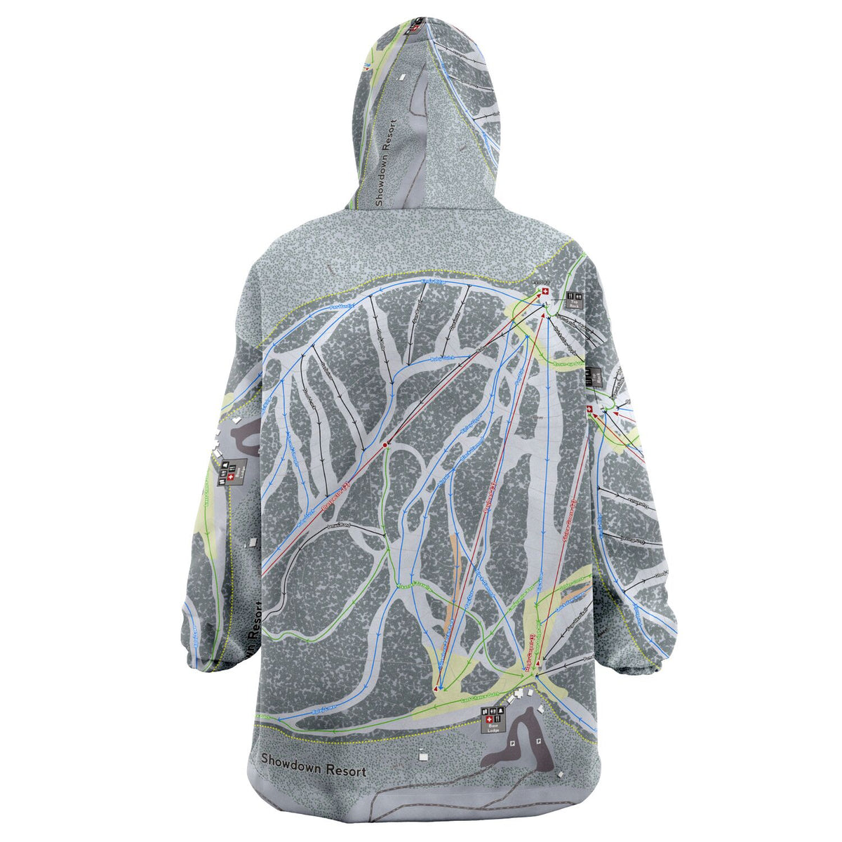 Showdown, Montana Ski Trail Map - Snug Hoodie - Powderaddicts
