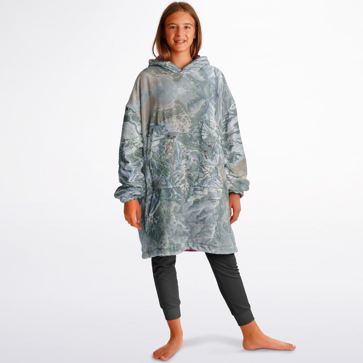 Powder Mountain, Utah Ski Resort Map Youth Reversible Snug Hoodie