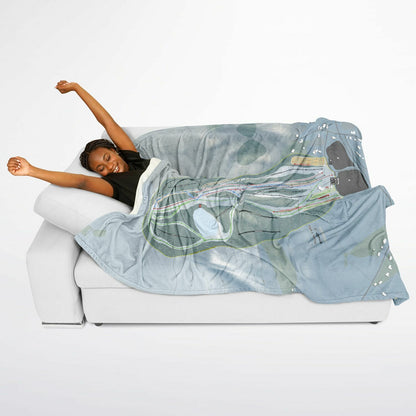 Woods Valley, New York Ski Resort Map Flannel Blanket Poncho