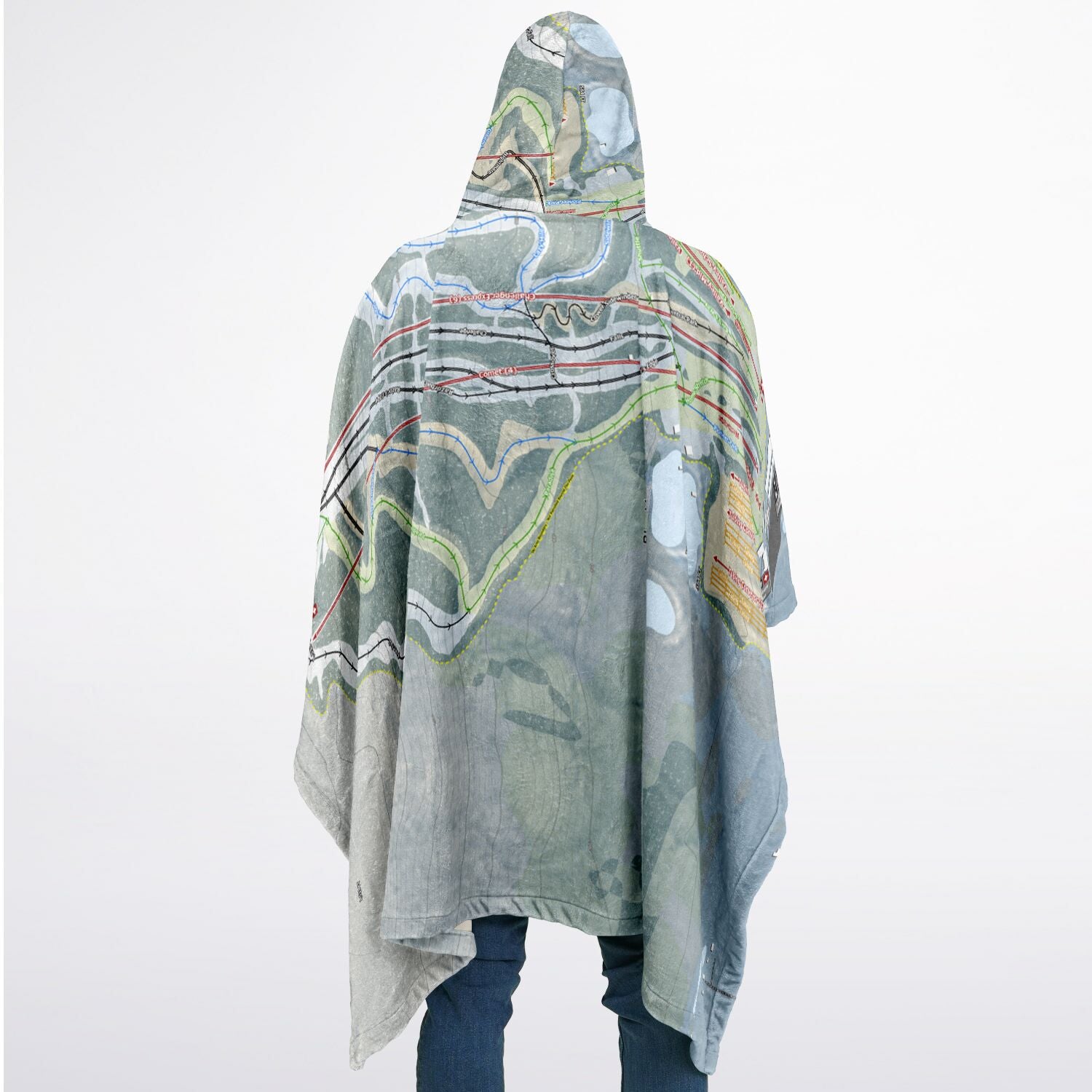 Blue Mountain, Pennsylvania Ski Resort Map Flannel Blanket Poncho