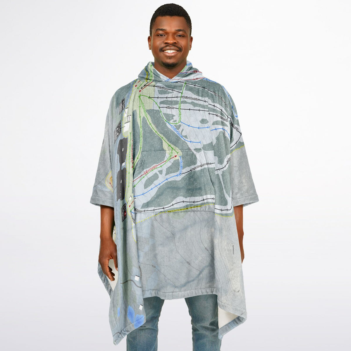 Canaan Valley, West Virginia Ski Resort Map Flannel Blanket Poncho