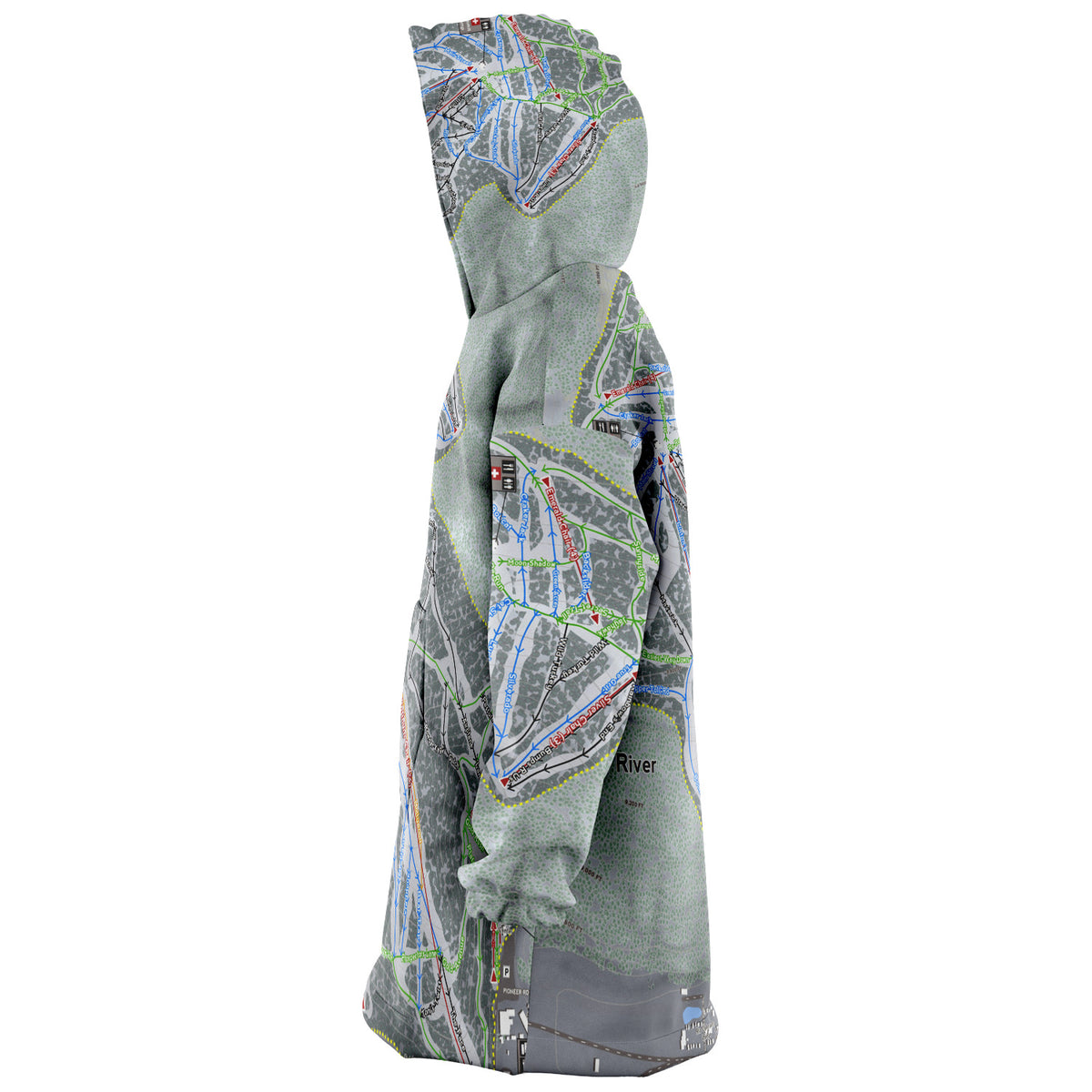 Red River, New Mexico Ski Trail Map - Snug Hoodie