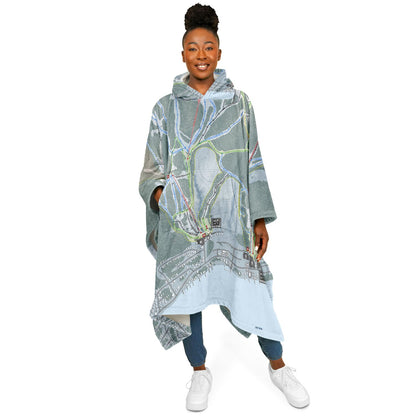 Homewood, California Ski Resort Map Flannel Blanket Poncho