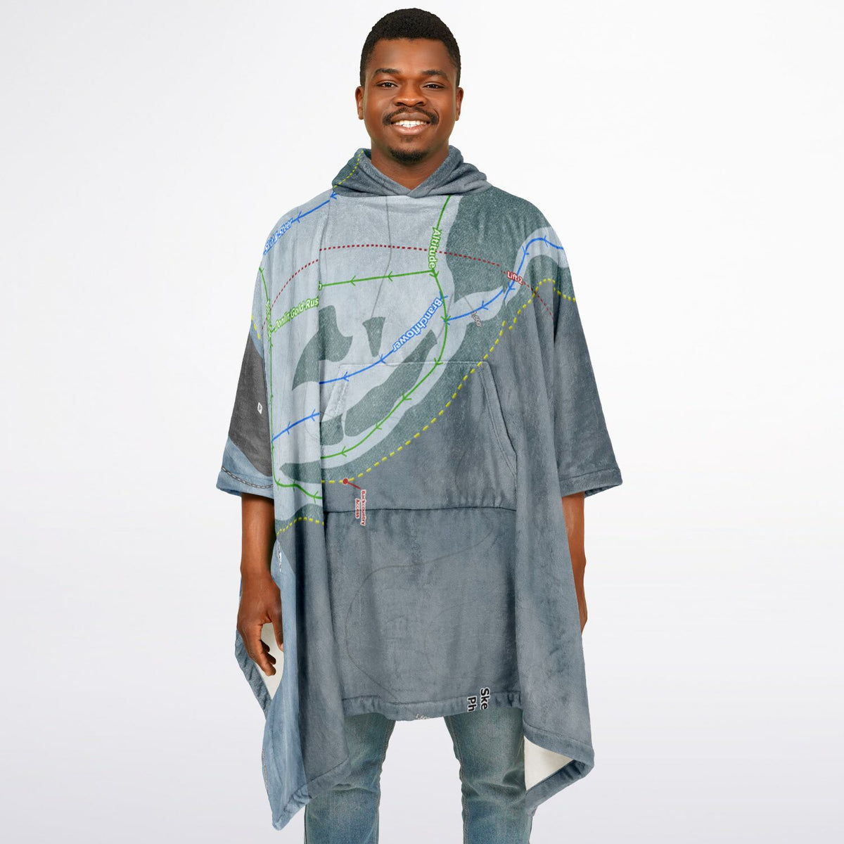 Skeetawk, Alaska Ski Resort Map Flannel Blanket Poncho