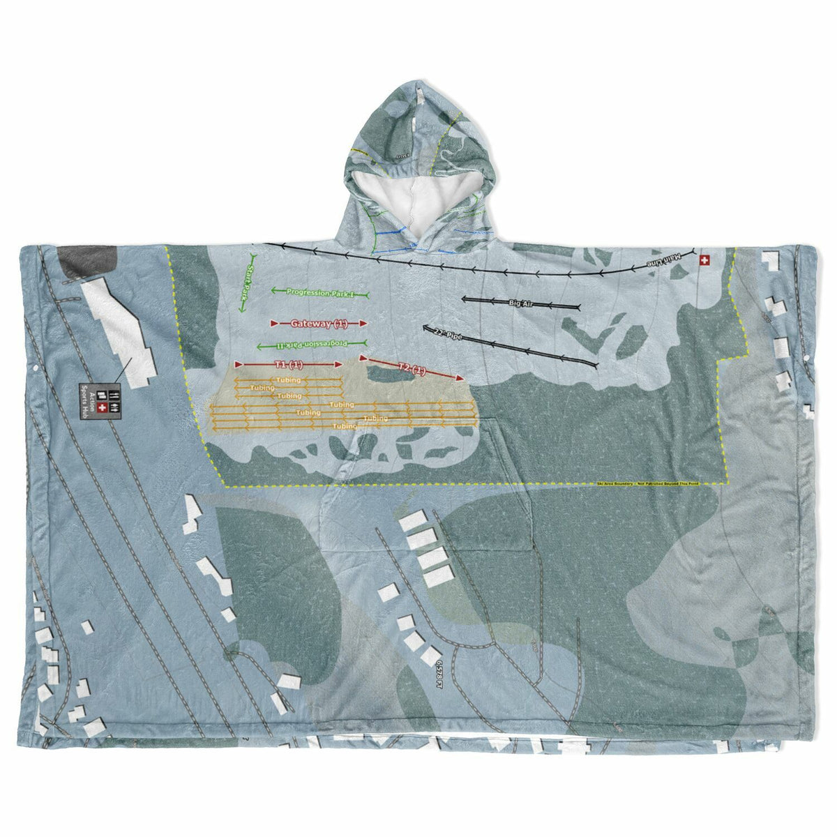 Woodward Park City, Utah Ski Resort Map Flannel Blanket Poncho