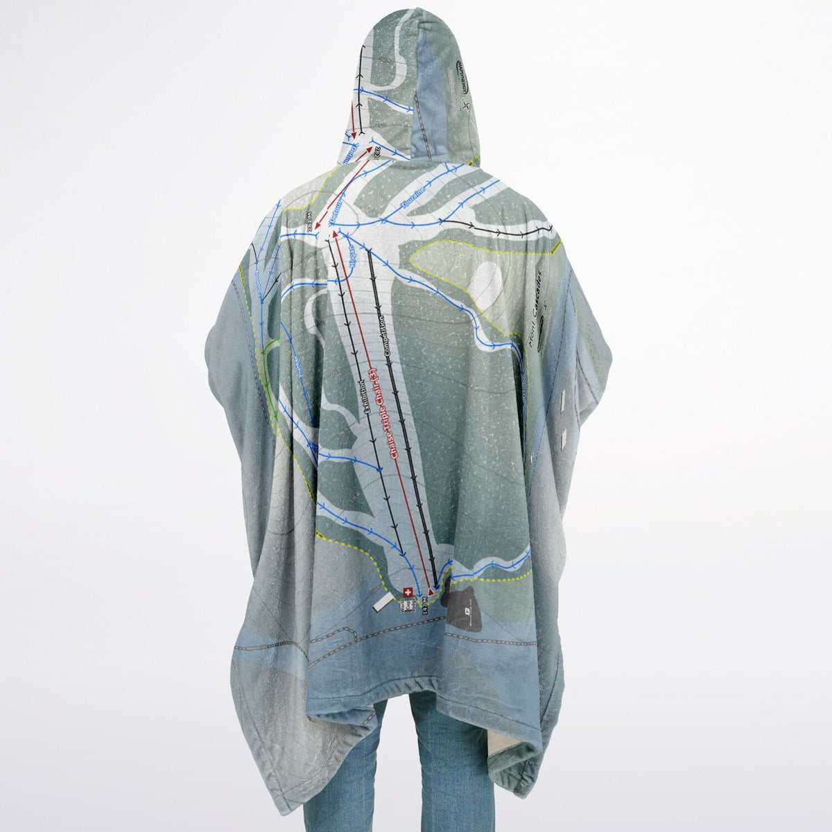 Mont Cascades, Quebec Ski Resort Map Flannel Blanket Poncho