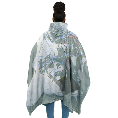 Great Divide, Montana Ski Resort Map Flannel Blanket Poncho