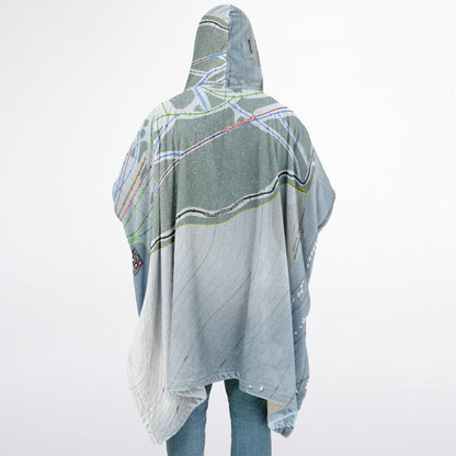 Misery Mountain, Alberta Ski Resort Map Flannel Blanket Poncho