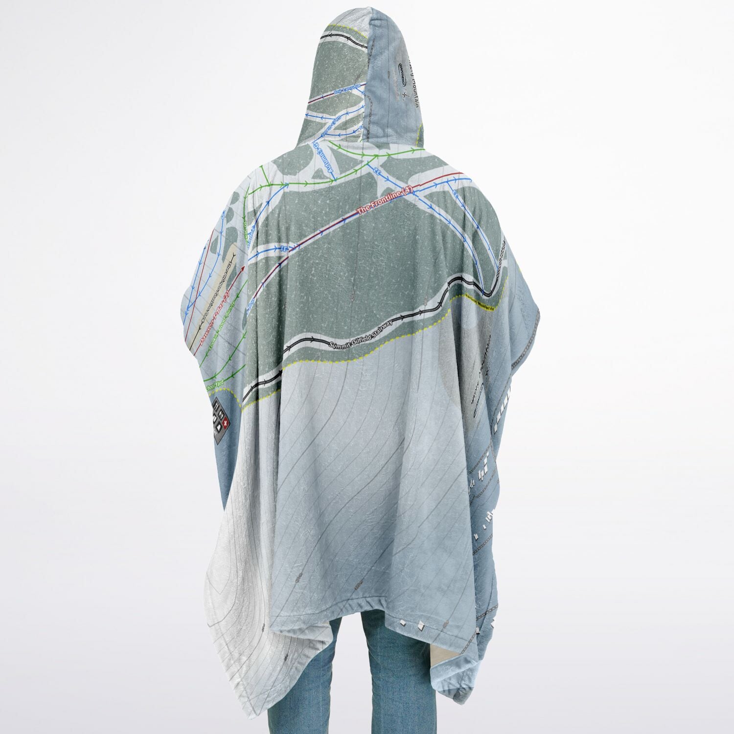 Misery Mountain, Alberta Ski Resort Map Flannel Blanket Poncho