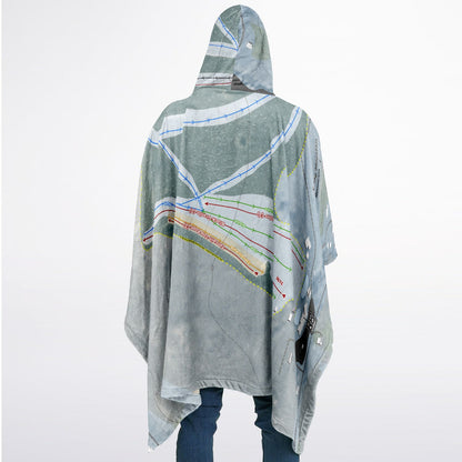 Spring Mountain, Pennsylvania Ski Resort Map Flannel Blanket Poncho