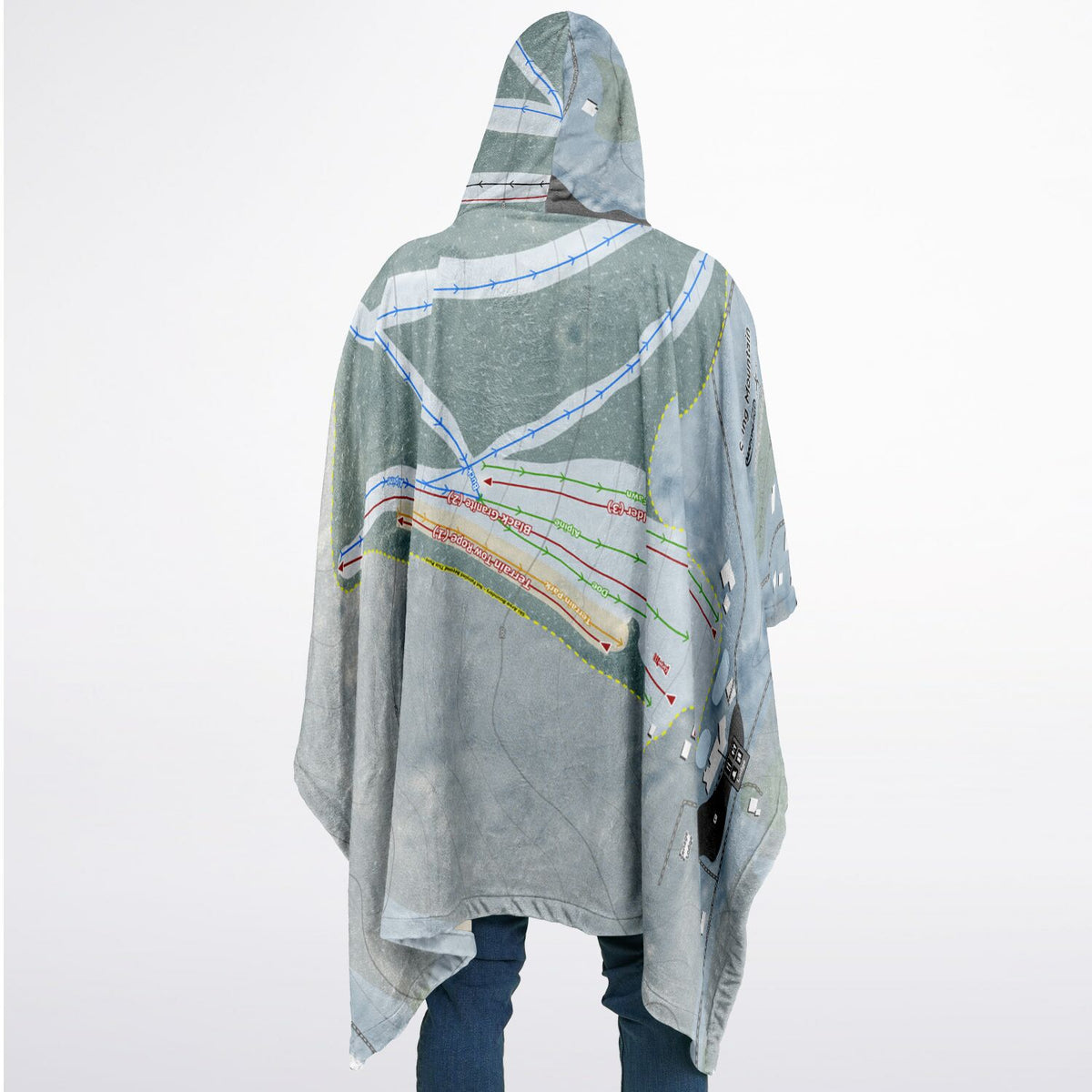 Spring Mountain, Pennsylvania Ski Resort Map Flannel Blanket Poncho