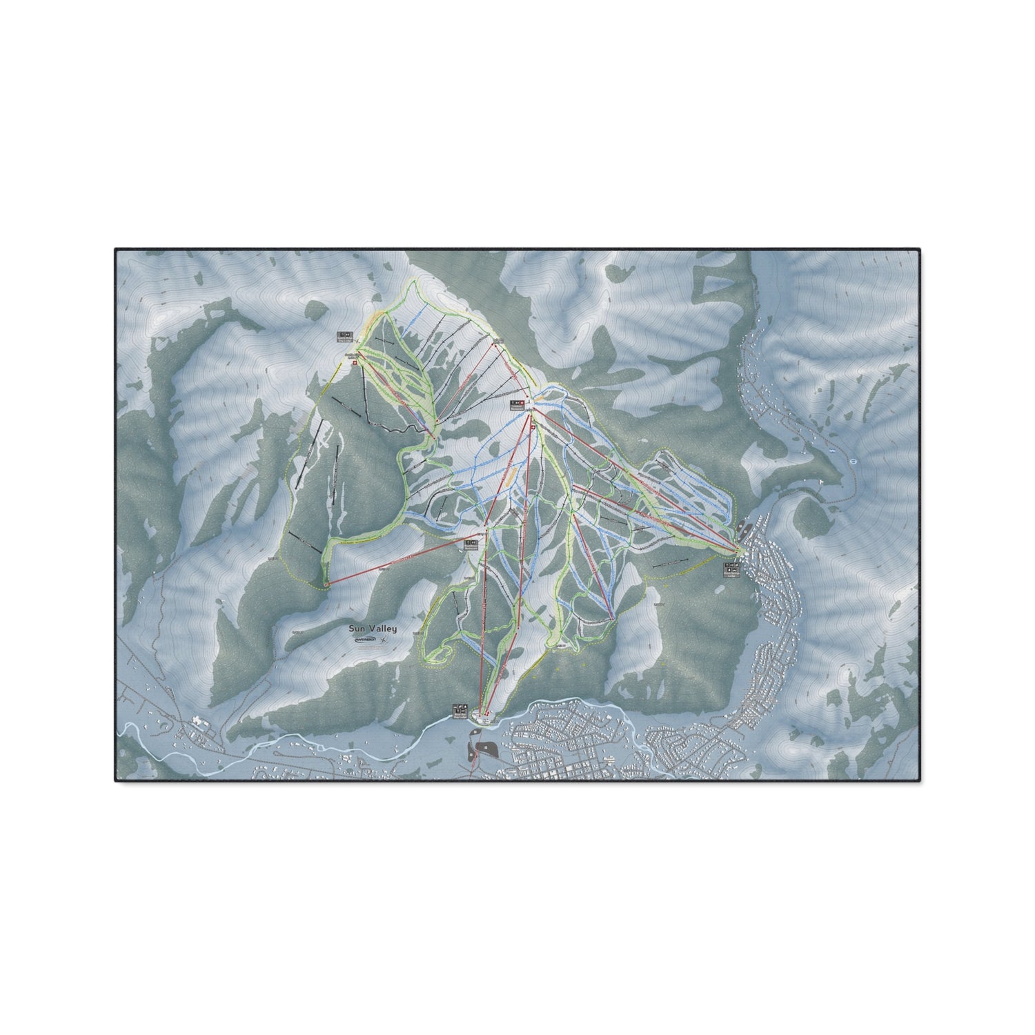 Sun Valley, Idaho Ski Resort Map Heavy Duty Floor Mat