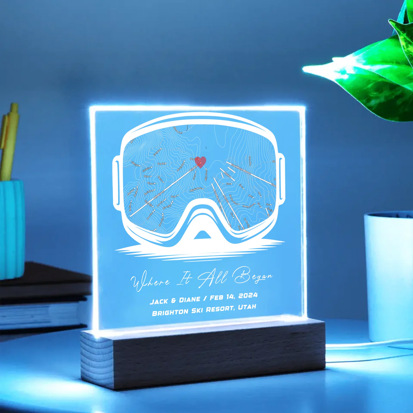 Engraved Acrylic Square Plaque - Map